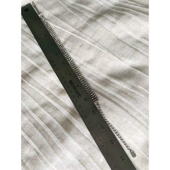 Vintage Rhinestone Choker Triple Strand Silvertone - Picture 8 of 9